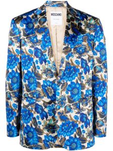 Moschino blazer fleuri à simple boutonnage - Bleu