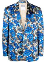 Moschino blazer fleuri à simple boutonnage - Bleu