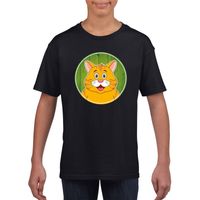 T-shirt zwart met oranje kat kinderen