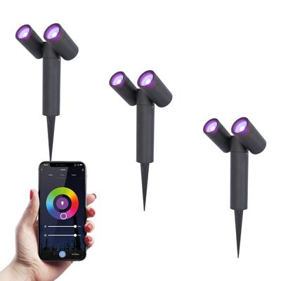 Set van 3 Pinero - Dubel Smart LED Prikspot - IP65 waterdicht - 11 Watt 690 Lumen - RGBWW - GU10 - Wifi + Bluetooth - IP65 Waterdicht - Bestuurbaar via app - Google Home, Amazon Alexa en Siri - Zwart - Tuinspots