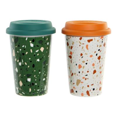 Mok DKD Home Decor Terrazo Siliconen Porselein (400 ml) (4 pcs)