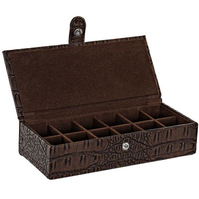 Sieradendoos/juwelenkistje bruin van pu-leer 21 x 9 x 5 cm