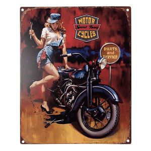 Clayre & Eef Tekstbord 20x25 cm Rood Ijzer Motor Motor Cycles Speed King Wandbord Rood Wandbord