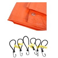 Oranje afdekzeil / dekzeil 3 x 4 meter met 18x spanners haakjes