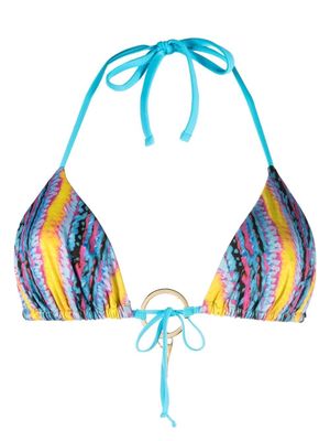 Roberto Cavalli haut de bikini à breloque logo - Bleu