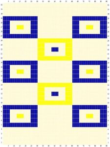 Sunarts doe het zelf pakket model Vierkantjes geel / blauw 80 x 210 cm artikelnummer D089