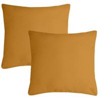 Stof Textile sierkussen Nelson - 2x - okergeel - 60 x 60 cm - bank kussens - polyester