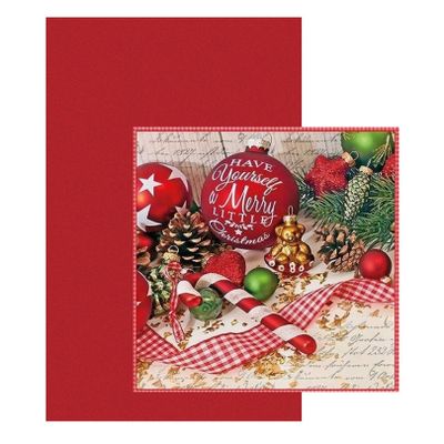Papieren tafelkleed/tafellaken rood inclusief kerst servetten Papieren tafelkleed/tafellaken rood inclusief kerst servetten
