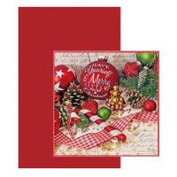 Papieren tafelkleed/tafellaken rood inclusief kerst servetten - thumbnail