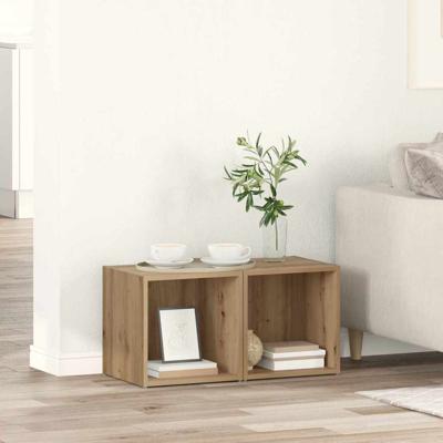 TV-kast met opslag 2 pcs Bruin 37 x 35 x 37 cm Bewerkt hout