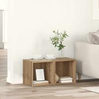 TV-kast met opslag 2 pcs Bruin 37 x 35 x 37 cm Bewerkt hout