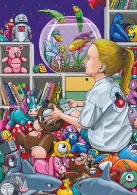 DinoToys Dino puzzel van meisje in kinderkamer 300 xl stukjes