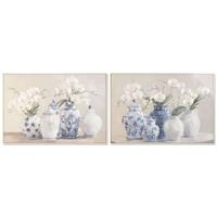 Canvas Home ESPRIT Blauw Wit Orientaals Vaas 122,5 X 4,5 X 82,5 CM (2 Stuks)