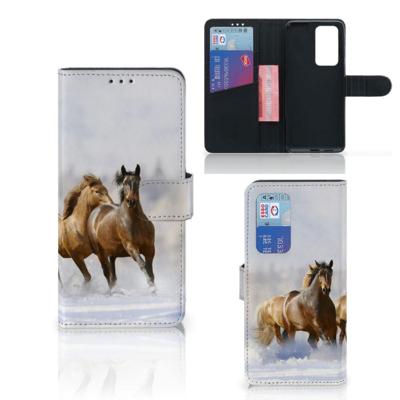 Huawei P40 Pro | Telefoonhoesje | Met pasjeshouder | Paarden
