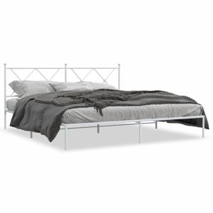 Bedframe met hoofdbord metaal wit 183x213 cm