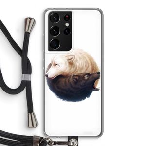 Yin Yang Wolves: Samsung Galaxy S21 Ultra Transparant Hoesje met koord