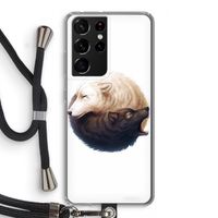 Yin Yang Wolves: Samsung Galaxy S21 Ultra Transparant Hoesje met koord