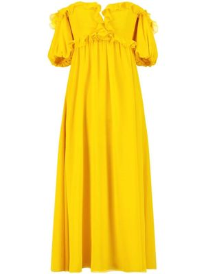 Giambattista Valli robe volantée à épaules dénudées - Jaune