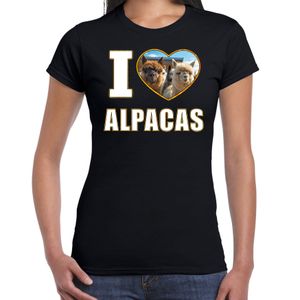 I love alpacas t-shirt met dieren foto van een alpaca zwart voor dames