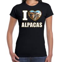 I love alpacas t-shirt met dieren foto van een alpaca zwart voor dames - thumbnail