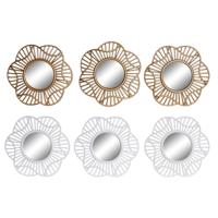 Set spiegels DKD Home Decor Kristal Gouden Wit Polypropyleen (25 x 2 x 25 cm) (2 Stuks)