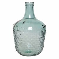 Fles vaas/bloemenvaas recycled glas lichtblauw 20 x 30 cm   -