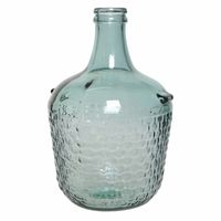 Fles vaas/bloemenvaas recycled glas lichtblauw 20 x 30 cm