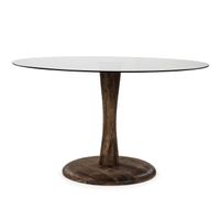 By-Boo Eettafel Boogie Mangohout en glas, 130cm - Rond - thumbnail