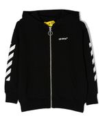 Off-White Kids hoodie zippé à logo imprimé - Noir