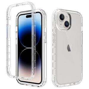 iPhone 15 Plus hoesje - Full body - 2 delig - Shockproof - Siliconen - TPU - Transparant