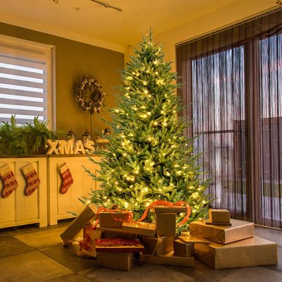 183 cm Kunstkerstboom Pop-Up Kerstboom met 788 PE & PVC Takpunten 280 Warm Witte LED-Lampjes en 8 Lichtmodi Groen