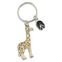Metalen giraffe dieren sleutelhanger 5 cm - thumbnail