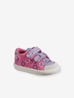 Stoffen tennisschoenen met klittenband voor babymeisjes paars, bedrukt - thumbnail