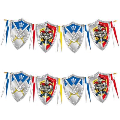Ridder thema vlaggenlijn - 2x - kinder verjaardag feestje - 6 meter - kunststof - feestversiering