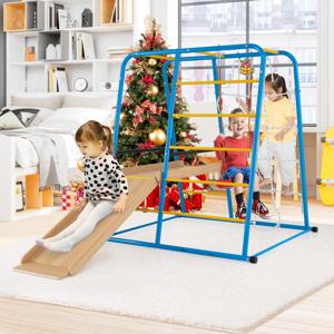 6 in 1 Klimrekstok Schommel & Glijbaan & Klimstaaf & Klimladder & Touwwand voor kinderen Vanaf 3 Jaar