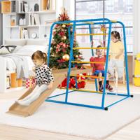 6 in 1 Klimrekstok Schommel & Glijbaan & Klimstaaf & Klimladder & Touwwand voor kinderen Vanaf 3 Jaar