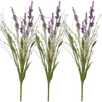 Lavendel kunsttak - 3x - kunststof - lila paars - 4 x 13 x H75 cm