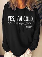 Women I'm Cold Letters Hoodie Loose Casual Sweatshirt - thumbnail