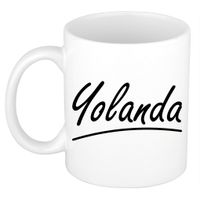 Naam cadeau mok / beker Yolanda met sierlijke letters 300 ml   - - thumbnail