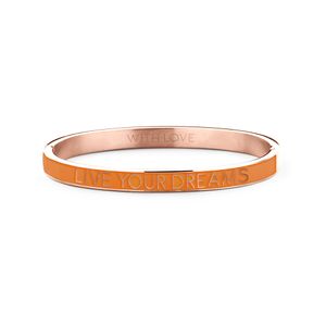 Key Moments 8KM BC0021 Stalen Bangle met Tekst Live Your Dreams One-size Rosékleurig / Oranje