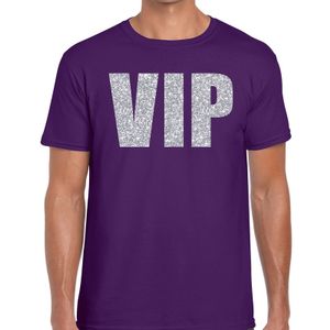 VIP zilver glitter tekst t-shirt paars heren