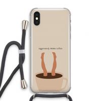 Aggressively drinks coffee: iPhone X Transparant Hoesje met koord