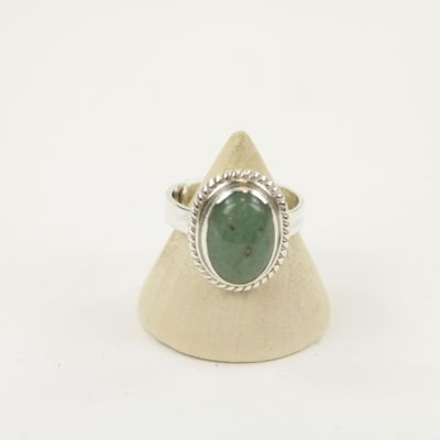 Zilveren Ring met Aventurijn Maat 17,5 - Verstelbaar (Sterling Zilver 925)