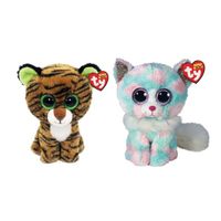 Ty - Knuffel - Beanie Boo's - Tiggy Tiger & Opal Cat
