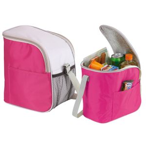 Kleine koeltas/Lunch tas model Glaciaal - 2x - 23 x 16 x 26 cm - 1 vaks - roze/grijs - 9 Liter