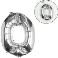 Ginger Ray folieballon cijfer 0 zilverkleurig 40 cm | 40 stuks