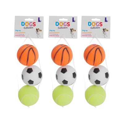 Pets Collection Hondenspeelgoed - 9x - speelballen - pvc - 6,5 cm - voetbal basketbal tennisbal