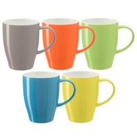 Koffie mokken/bekers Paris - 5x - porselein - multi kleuren - 350 ml - stijlvolle vorm