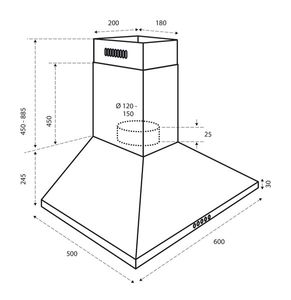 Inventum AKP6000RVS afzuigkap Muurmontage Roestvrijstaal 222 m³/uur C