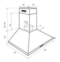 Inventum AKP6000RVS afzuigkap Muurmontage Roestvrijstaal 222 m³/uur C - thumbnail